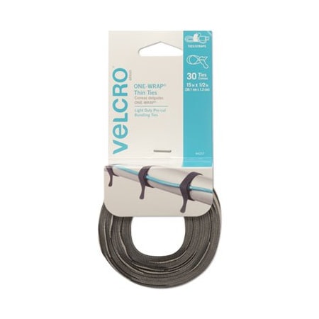 Velcro Brand 1/2 in W, Gray, Black, 30 PK 94257